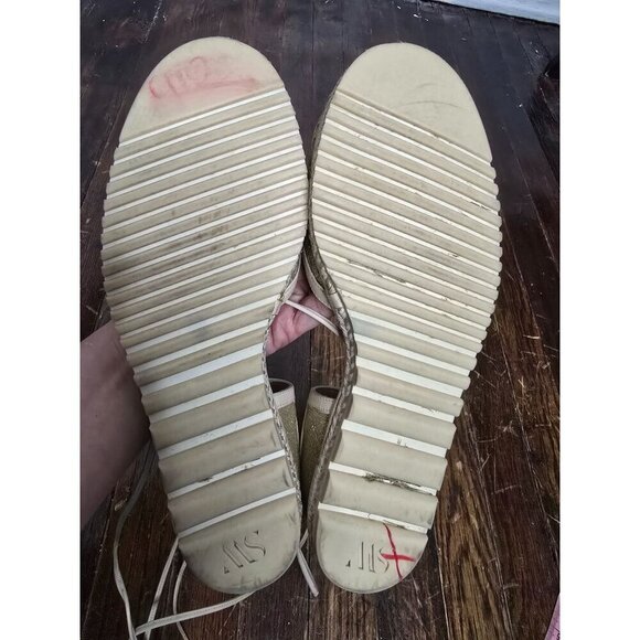 Stuart Weitzman Gold Lace Up Gladiator Espadrille Sandal - Picture 11 of 16